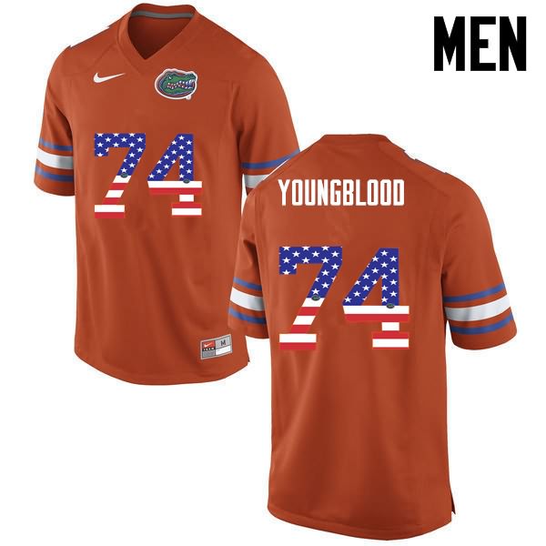 Men's NCAA Florida Gators Jack Youngblood #74 Stitched Authentic USA Flag Fashion Nike Orange College Football Jersey WUP6665NE